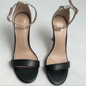 Mix No 6 Lina black and ivory cream high heel sandals 7.5